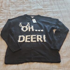 Women's Black 'Oh... DEER!' Sweater Size L, New With Tags!